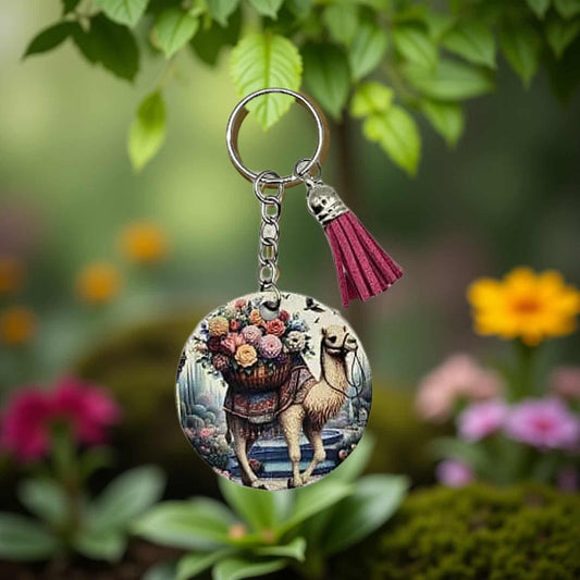Camel carrying flowers