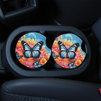 Blue butterfly and floral