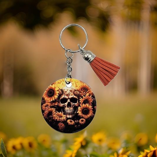 Skull with sunflowers