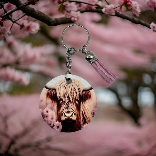 Highland Cow with Pink floral