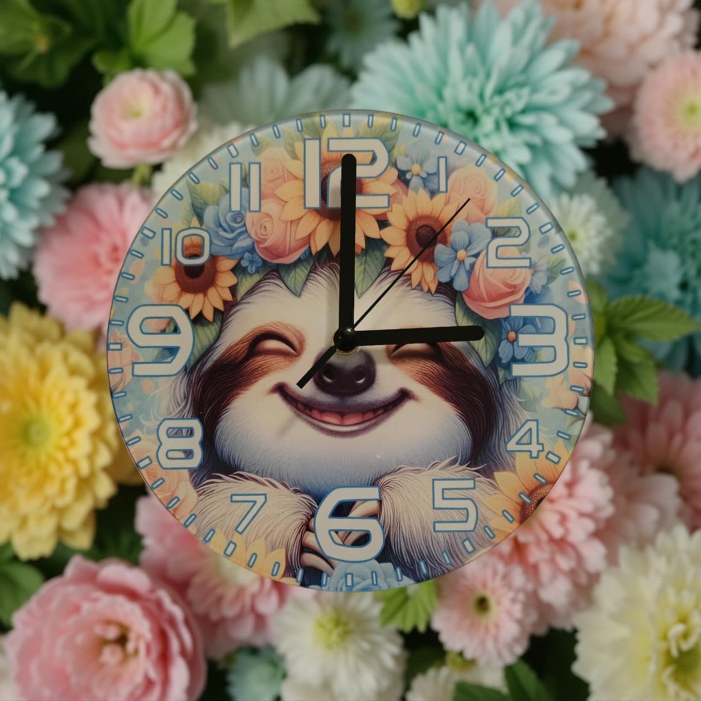 Cute sloth with flowers