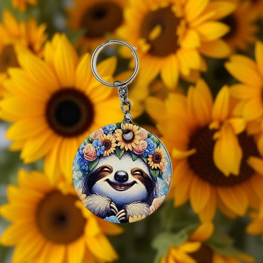 Happy Sloth with flowers