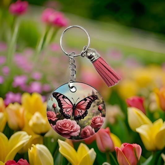 Beautiful Pink Roses and Butterfly