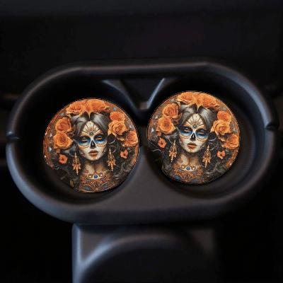 Sugar skull girl with orange floral