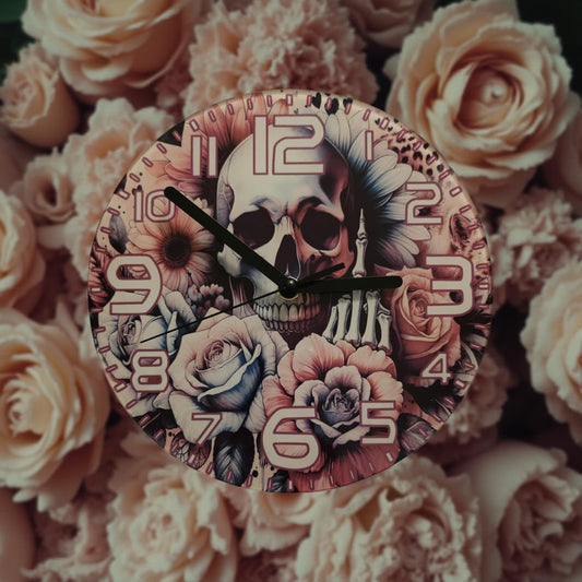 Skulls with pink roses