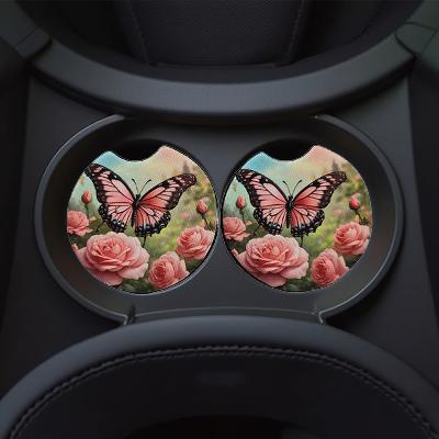 Pink butterfly and roses