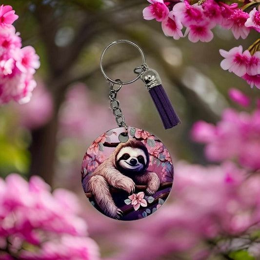 Sloth with pink flowers