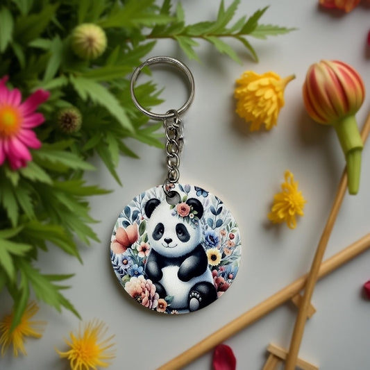 Cute Panda with flowers