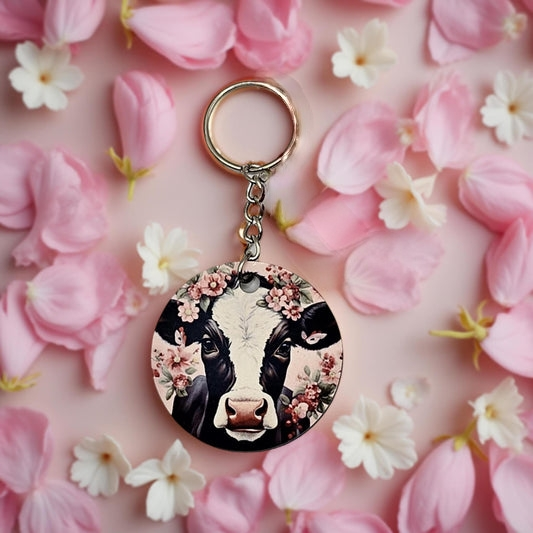 Cow with Pink flowers