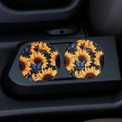 Blue butterflies with sunflowers