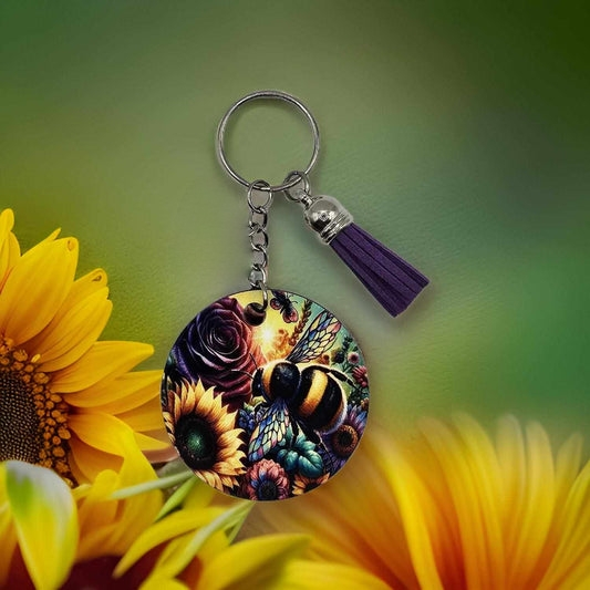Vibrant colourful floral and Bee