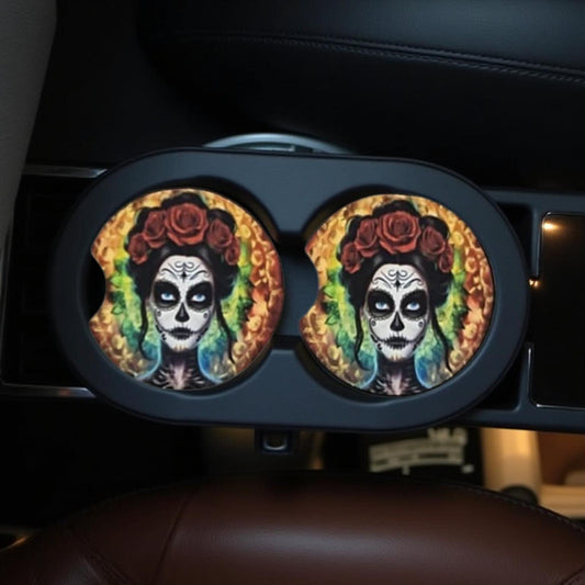 Sugar Skull girl with roses in her hair