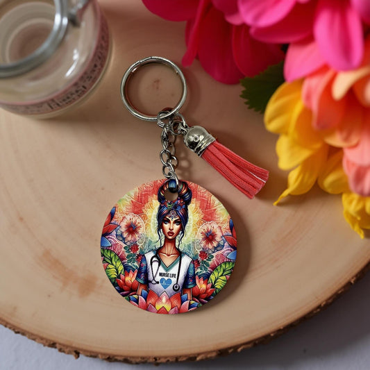 Nurse life - Girl with Colorful lotus flower and mandala