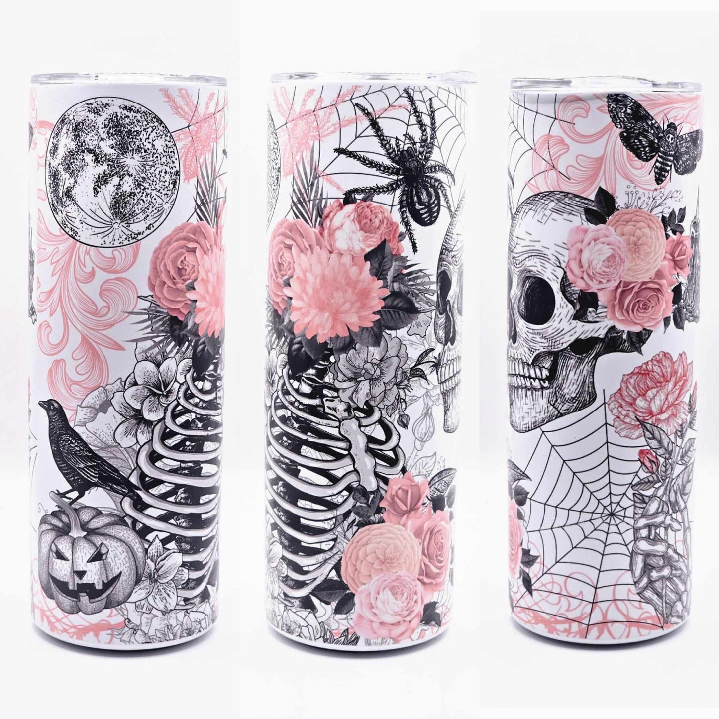 Pink floral and Skull