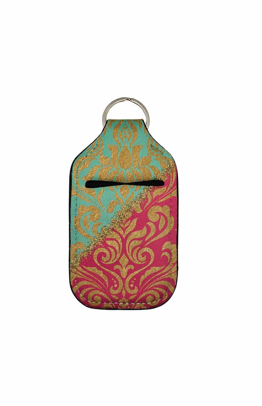 Turquoise and Pink with Gold Swirls