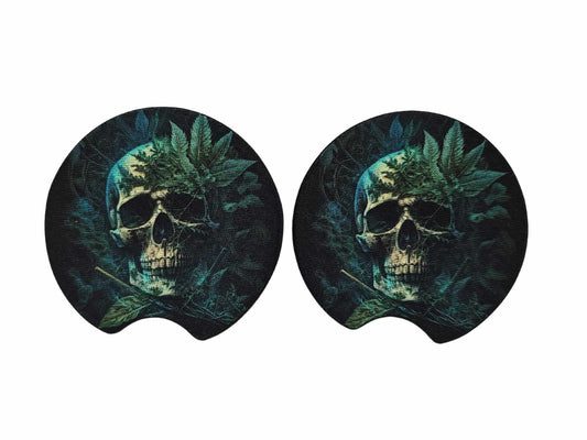 Green skull and marijuana