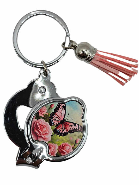 Pink butterfly and roses