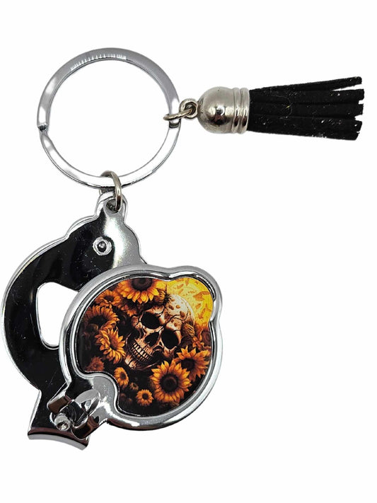 Skull and sunflowers