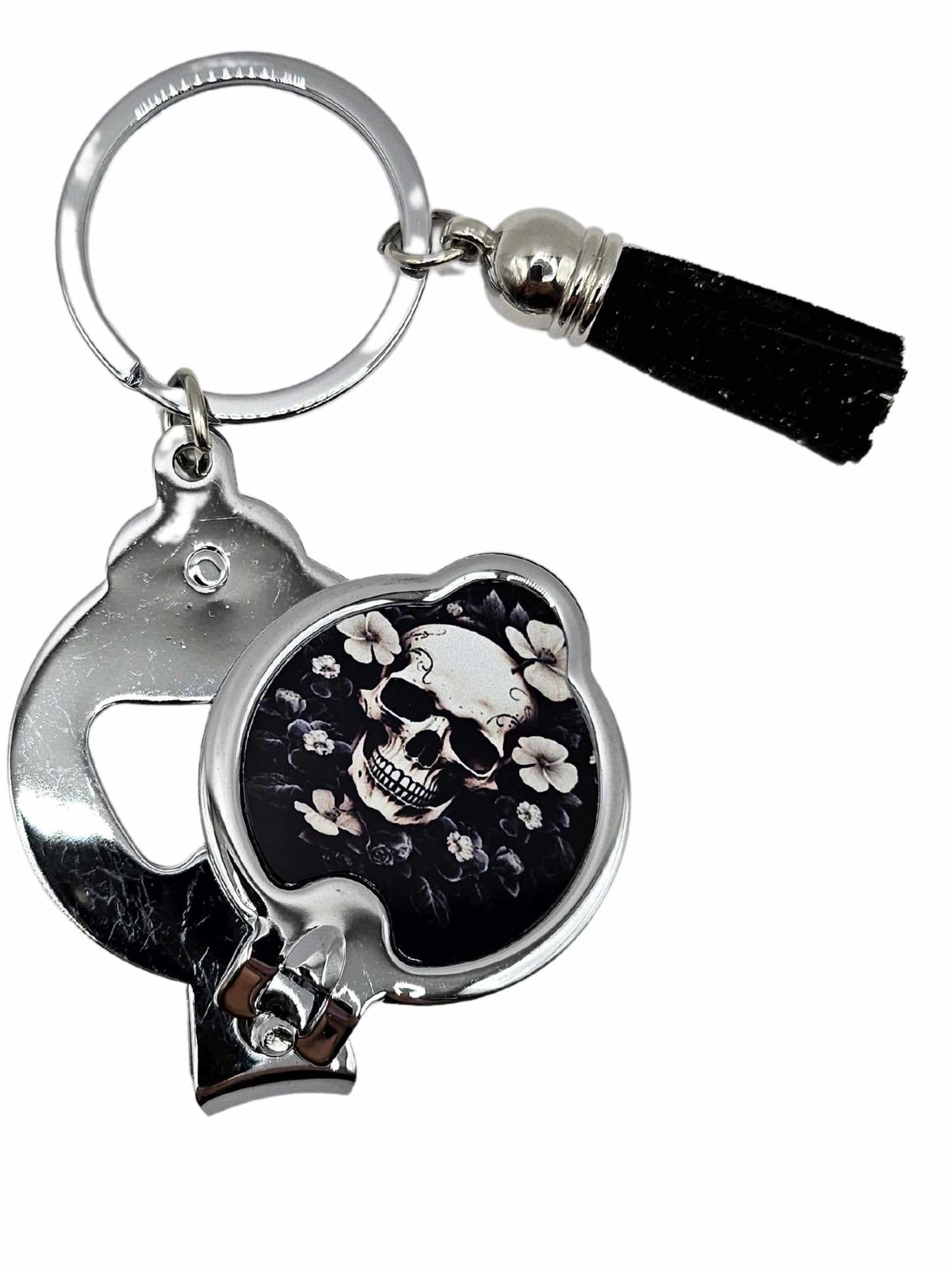 Skull with black and white floral