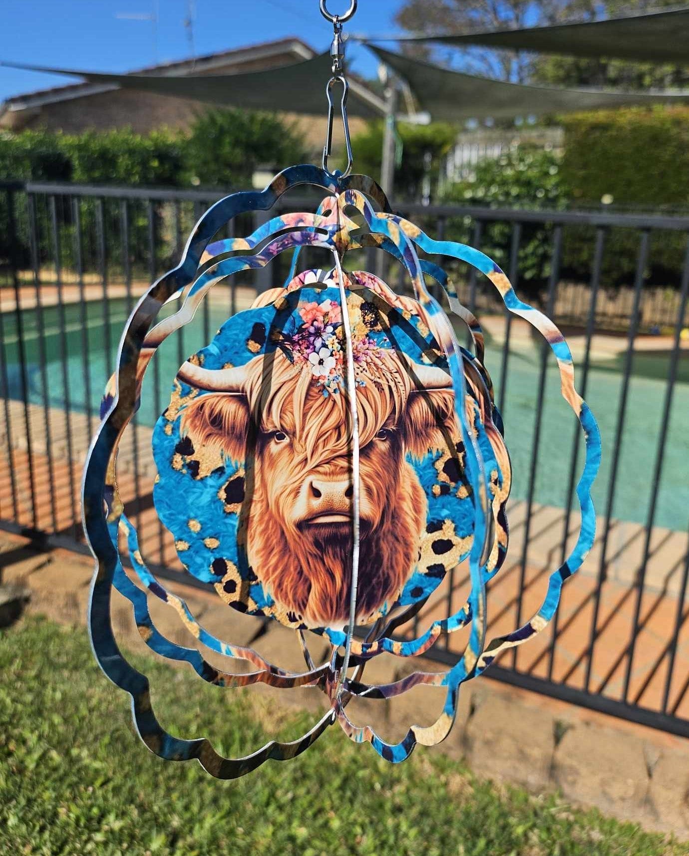 Highland Cow with Teal and Leopard print