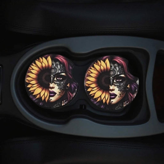 Girl with Pink hair and sunflower