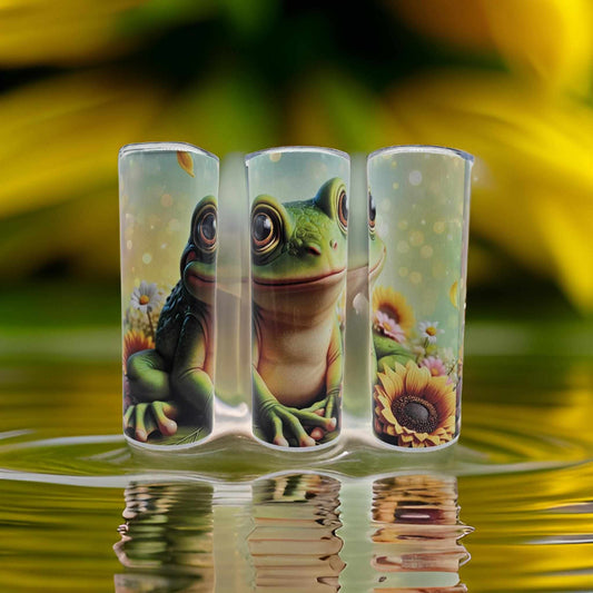Frog and sunflowers
