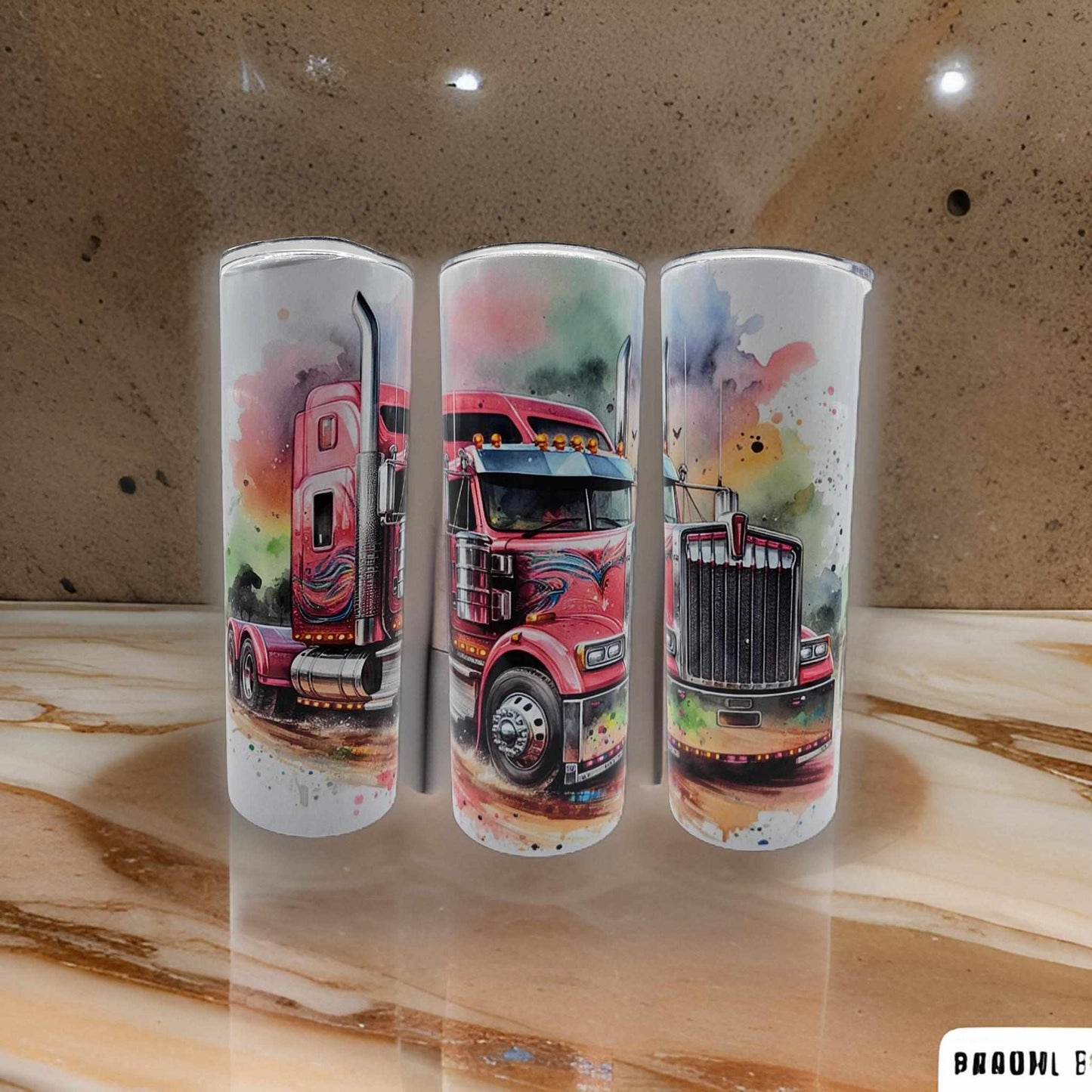 Watercolor - Pink Truck