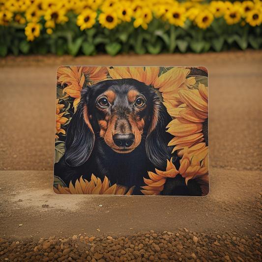 Dachshund with Sunflowers