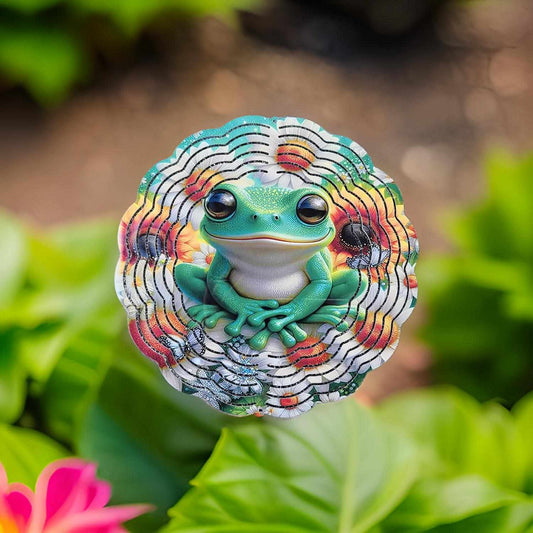 Green frogs and daises