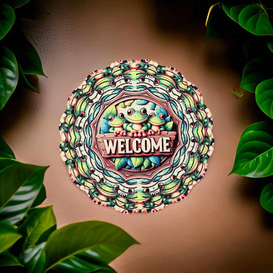 Cute Green Frogs - Welcome