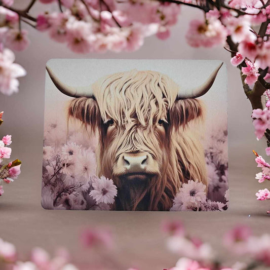 Highland Cow with Pink Floral