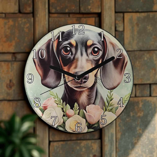 Cute Dachshund with floral