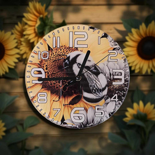 Black and white Bee with sunflower
