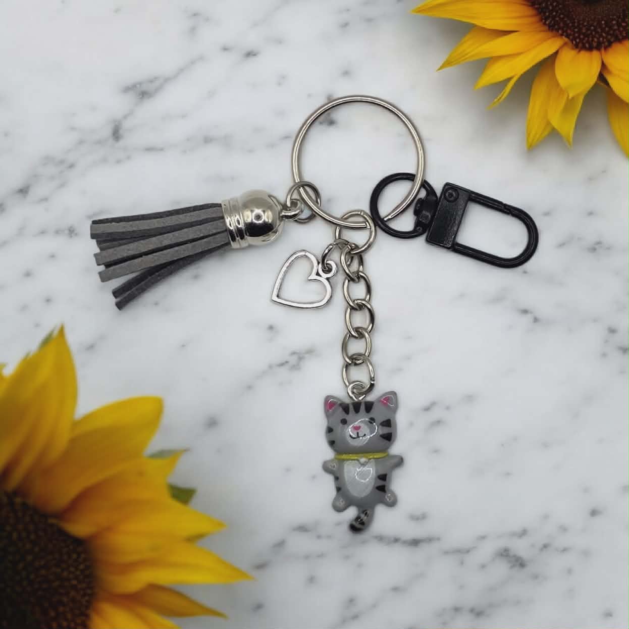 Cat with Heart Charm