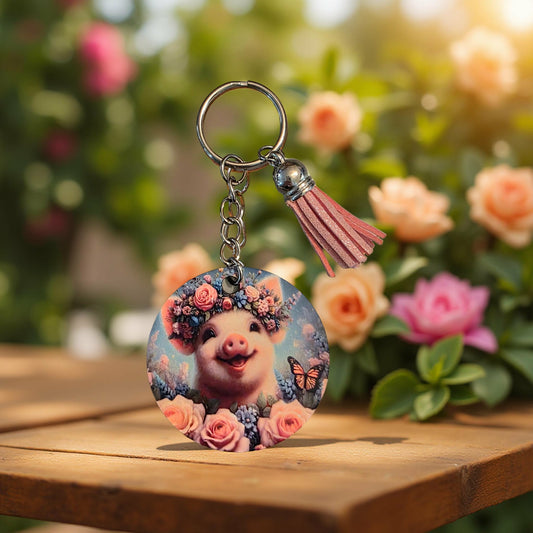 Cute pig with flower crown