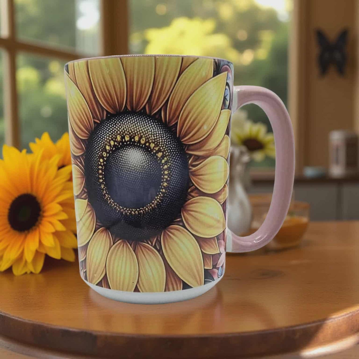 Sunflower with butterflies