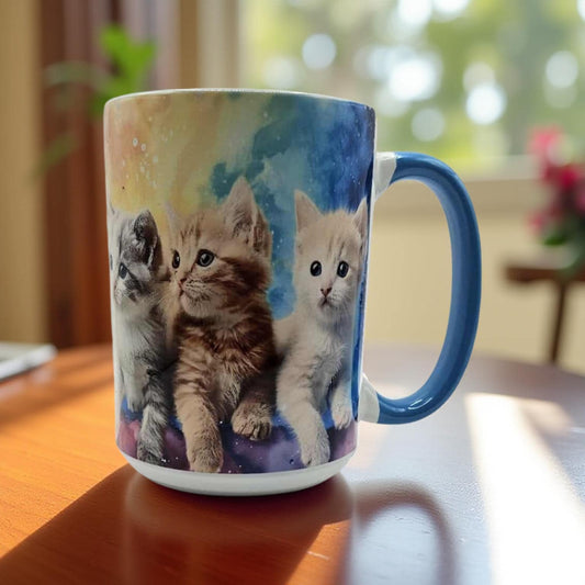3 Cute kittens with rainbow smoke