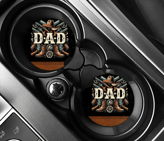 DAD with cowboy boots and guns