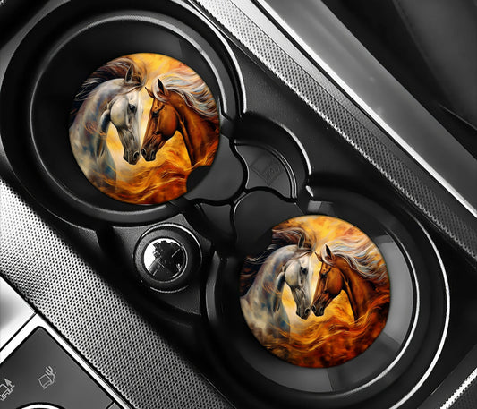 2 horses with fire