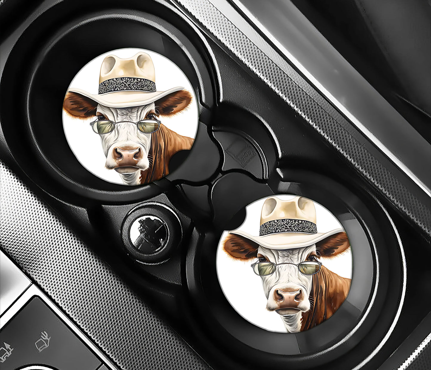 Cow with cream hat and glasses