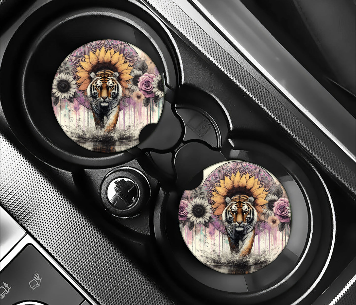 Boho tiger with sunflowers
