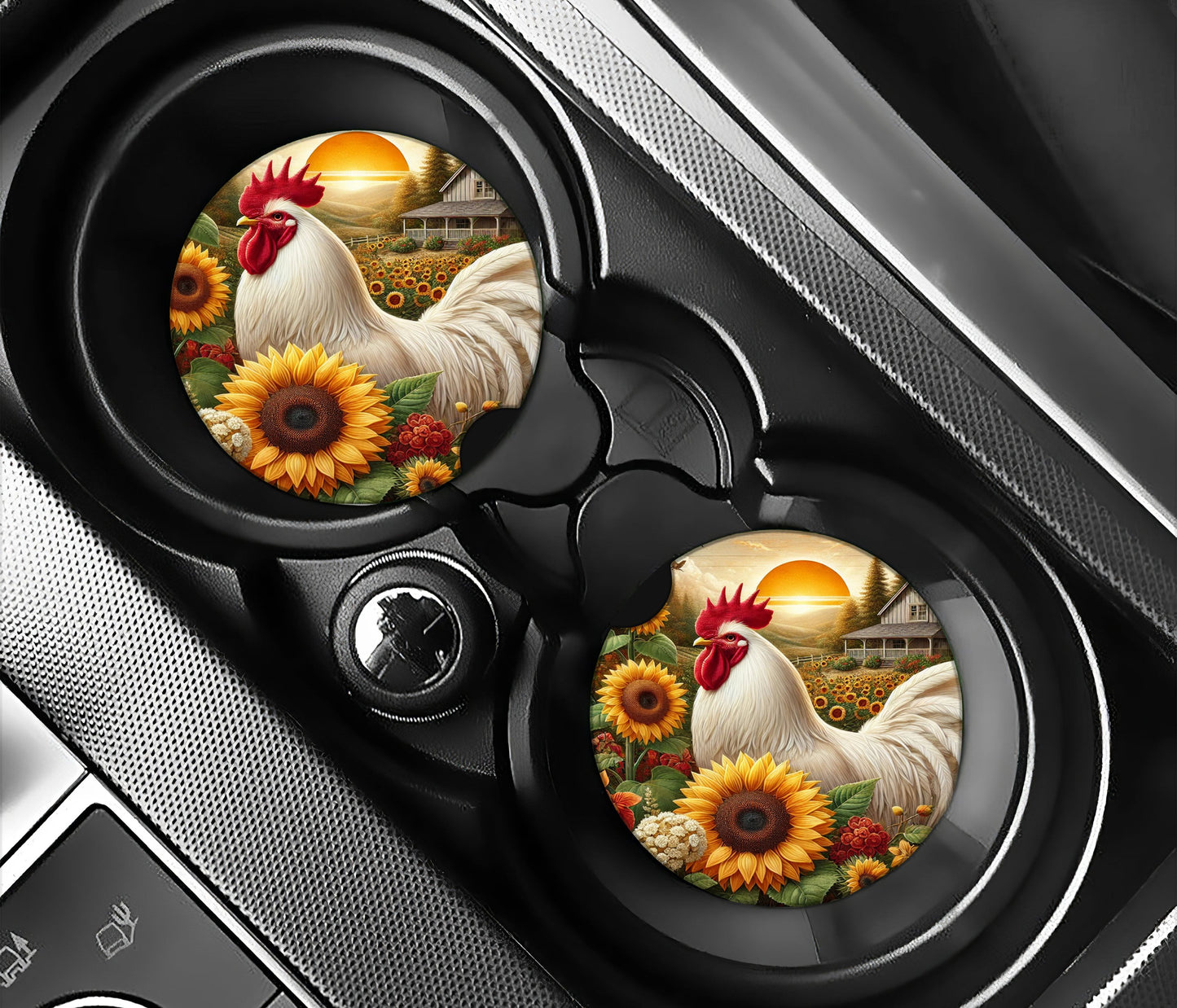 White chicken and sunflower