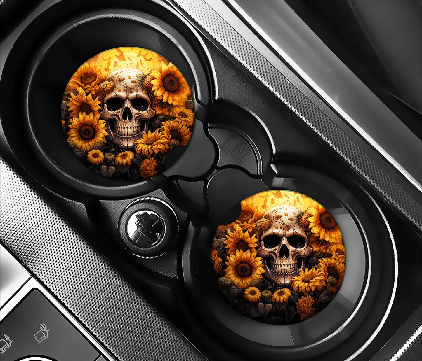 Skull and sunflowers