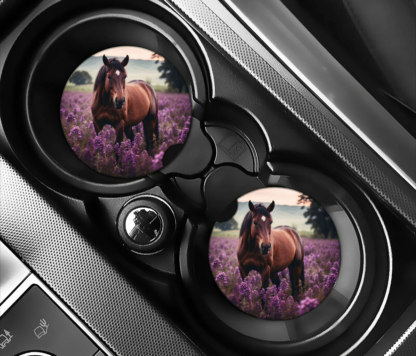 Brown Horse in Purple Flower Field