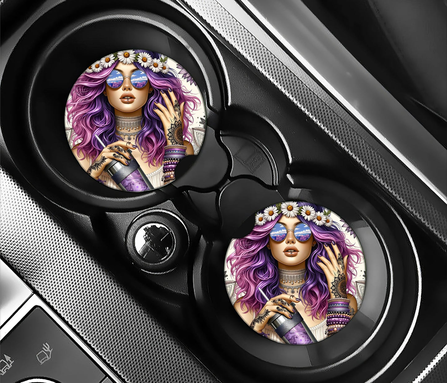 Free spirit girl with purple hair
