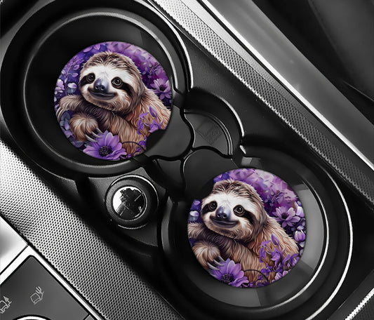 Purple flowers and sloth