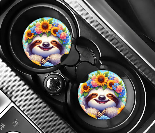 Happy Sloth with flowers