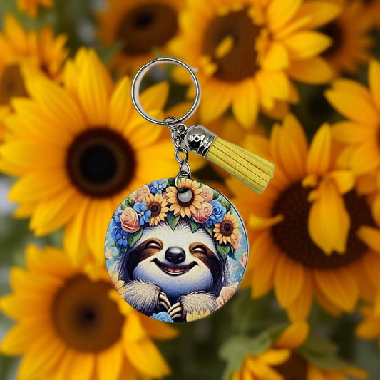 Happy Sloth with flowers