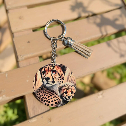 Leopard and leopard cub