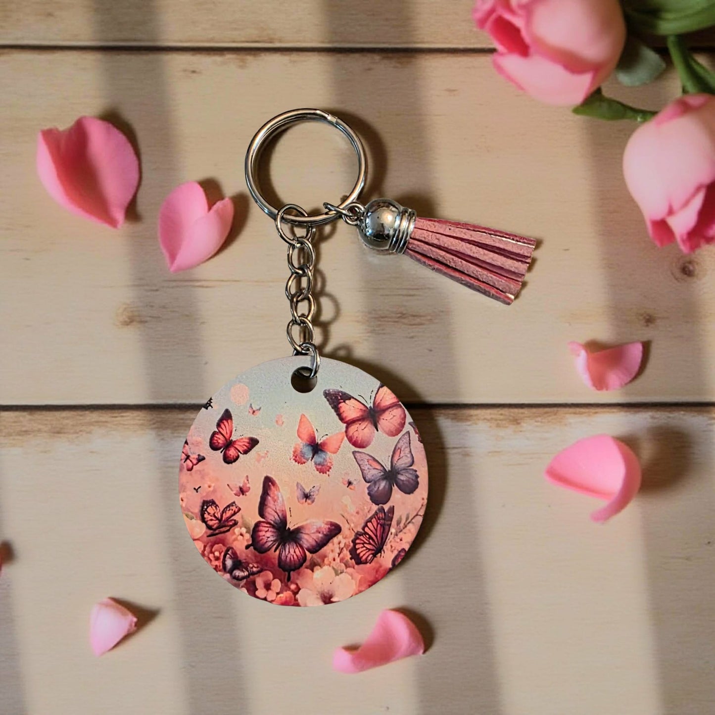 Pink butterflies and floral